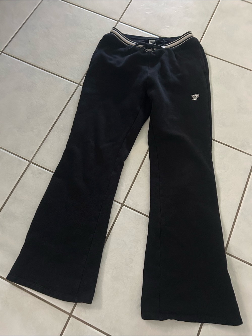 PINK Victoria's Secret Black Fleece Joggers with Logo